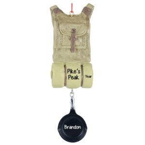 Image of Personalized Backpack With Dangling Pan Hiking Ornament