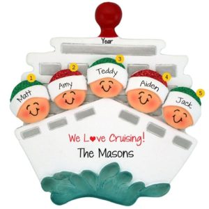 Personalized Cruise Ship Family Of 5 Ornament