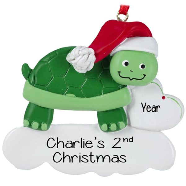 Personalized Toddler's 2ND Christmas Turtle Ornament