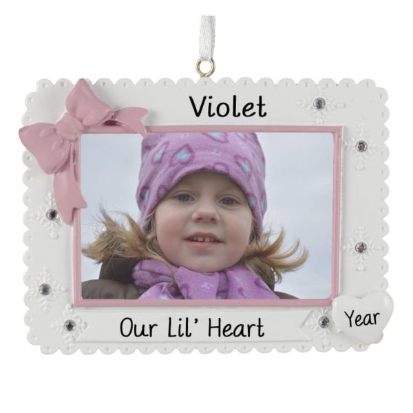 Granddaughter Picture Frame PINK Bow Scalloped Ornament