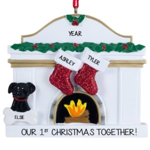 Our 1st Christmas Together Couple + Dog Fireplace Ornament