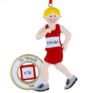 Male Runner Red Shorts Personalized Ornament BLONDE Hair