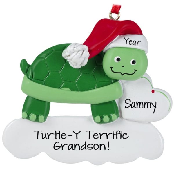 Turtle-Y Terrific Grandson Personalized Christmas Ornament