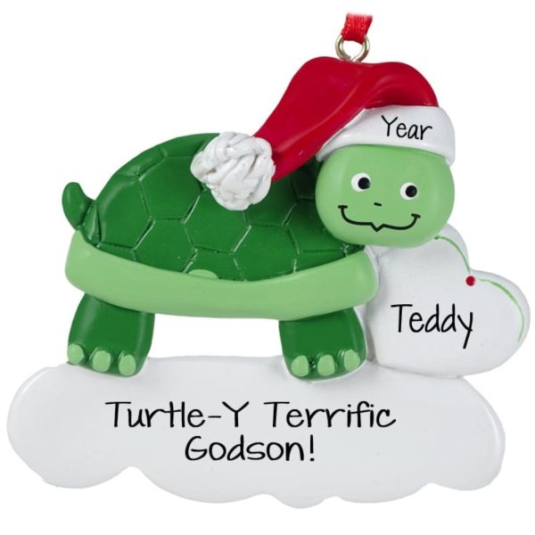Turtle-Y Terrific Godson Personalized Christmas Ornament