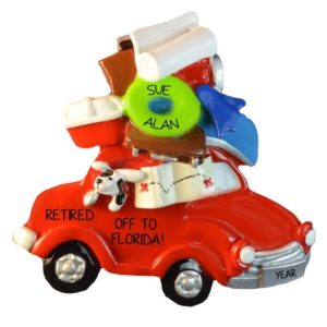 Image of Retired Car Packed For Road Trip Personalized Ornament