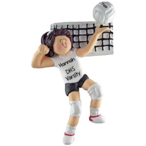 Personalized Female Volleyball Player School Team Ornament BRUNETTE