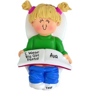 Personalized BLONDE Little Girl Potty Trained Ornament