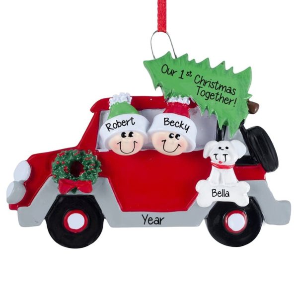 Couple's 1ST Christmas + Dog In Car Personalized Ornament