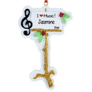 Personalized Music Stand Treble Clef Christmas Ornament