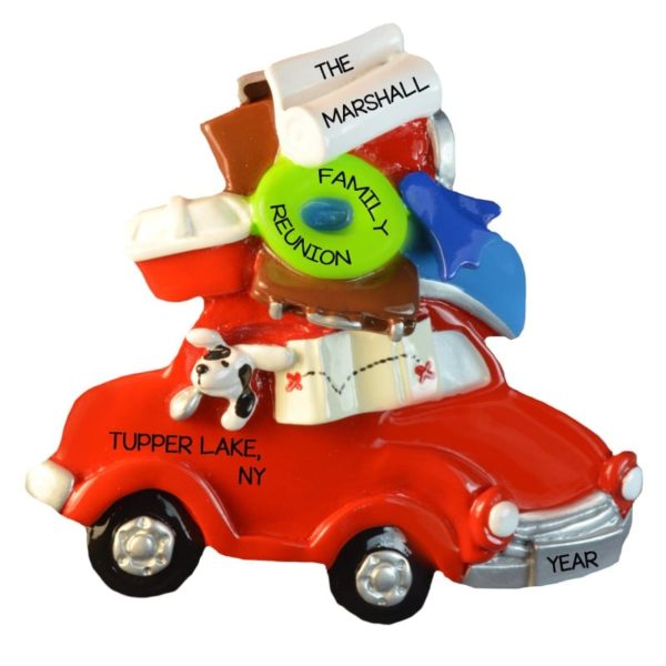 Are We There Yet Family Reunion Road Trip RED Car Ornament