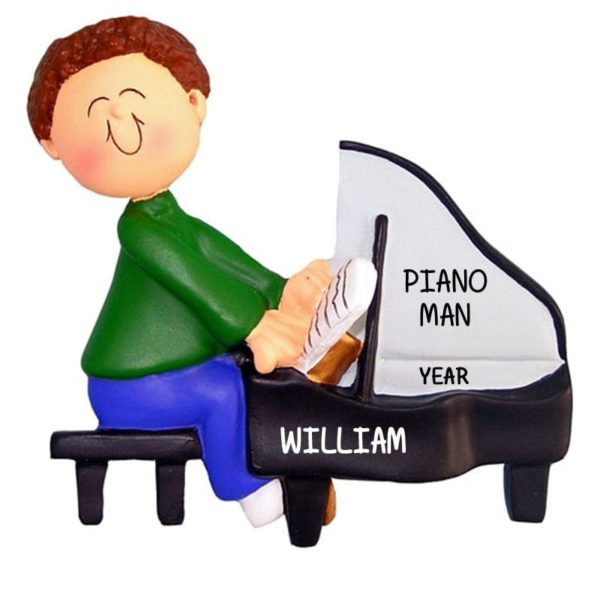 Personalized Male Piano Player Personalized Ornament BROWN HAIR