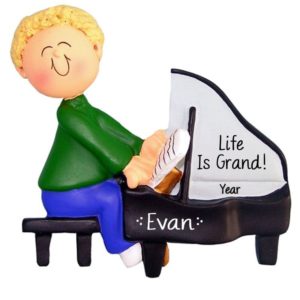 Personalized Male Piano Player Personalized Ornament BLONDE