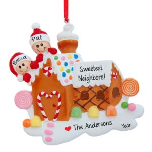 Image of Two Neighbors Gingerbread House Couple Personalized Ornament