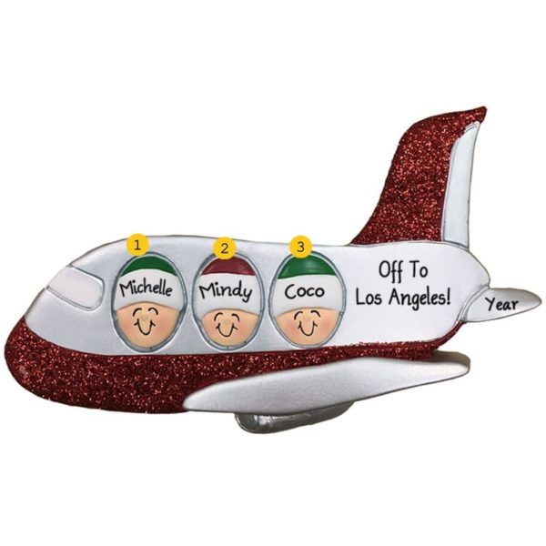 Personalized 3 Friends Traveling On Airplane Together Ornament