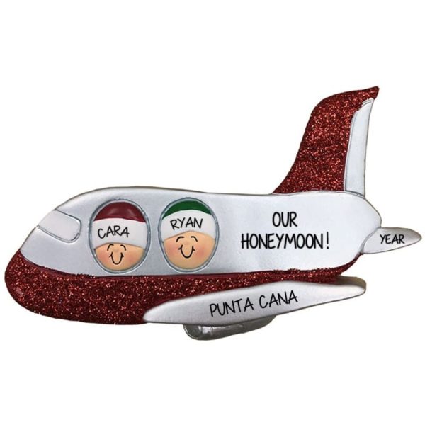 Personalized Couple Going On Honeymoon Airplane Ornament