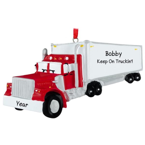 Image of Personalized Tractor Trailer Driver Christmas Ornament