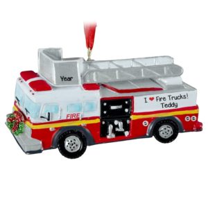 I Love Fire Trucks Hook & Ladder Personalized Ornament