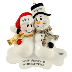 Personalized Most Awesome Grandparent Couple Plaid Scarves Ornament