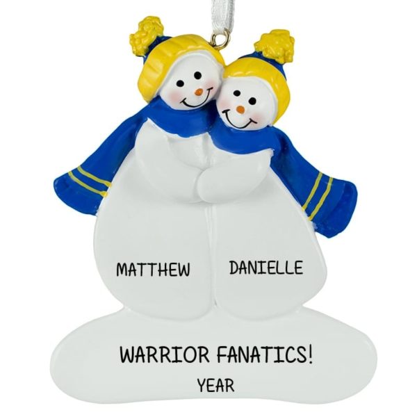 Golden State Warriors Snow Couple ROYAL BLUE & GOLD Ornament