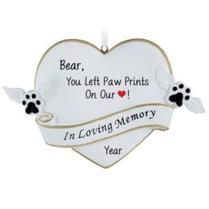 Personalized Paw Prints On Our Heart Pet Memorial Ornament