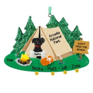 Image of Camping Tent Glittered Trees With Dog Ornament