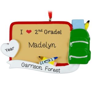 I Love Second Grade Chalkboard Backpack Ornament