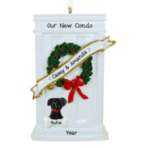 Our New Condo White Christmasy Door + Dog Ornament