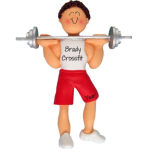 Personalized CrossFit Male Working Out Ornament BROWN HAIR