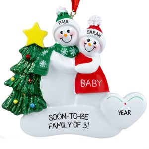 Image of Expecting Couple Soon to Be Family of 3 Ornament RED/GREEN