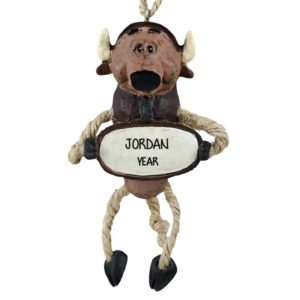 Personalized Buffalo With Sign Dangling Feet Ornament