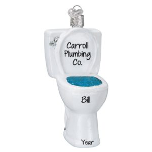 Personalized Plumber Toilet Glass Glittered Ornament
