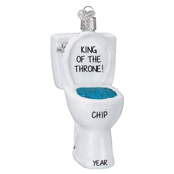 King of the Throne Toilet Personalized Glass Ornament