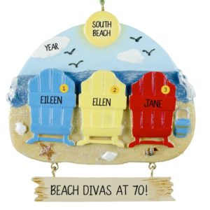 Personalized Special Birthday Celebration 3 Beach Chairs Ornament