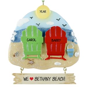 Personalized Two Beach Chairs Dangling Plaque Ornament