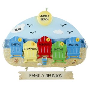 Personalized Family Reunion 5 Colorful Beach Chairs Ornament
