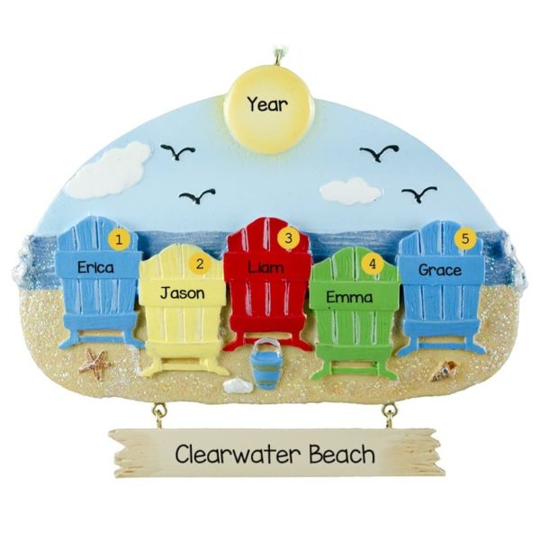 Family of 5 Beach Vacation Shimmering Ornament