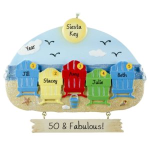 Image of Special Birthday Celebration 5 Colorful Beach Chairs Ornament