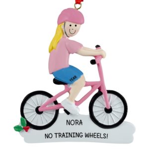 Image of GIRL Riding 2-Wheeler No Training Wheels Ornament BLONDE
