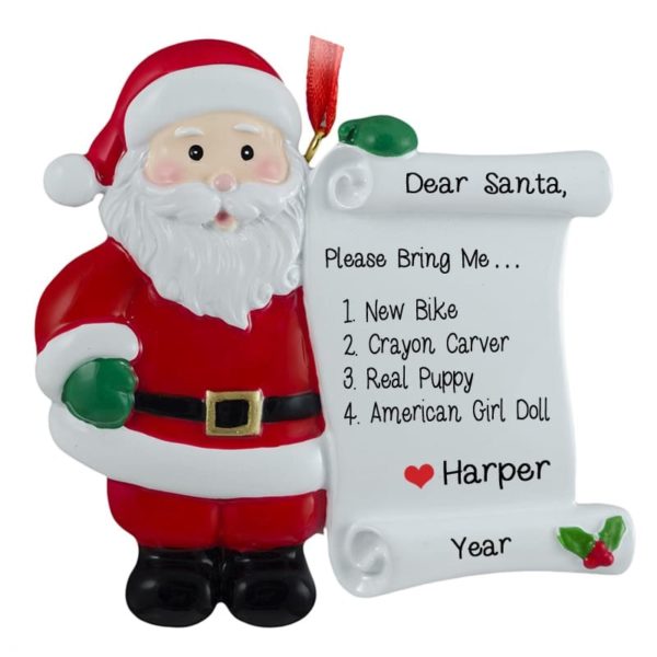 Santa Holding A List Of Wanted Gifts Ornament