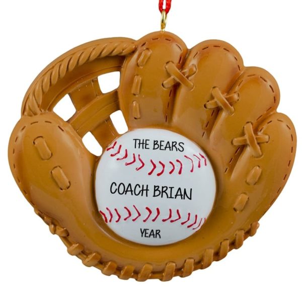 Personalized Baseball Coach Ball In Glove Personalized Ornament