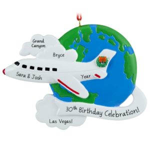 Personalized Birthday Celebration Trip On Globe Ornament