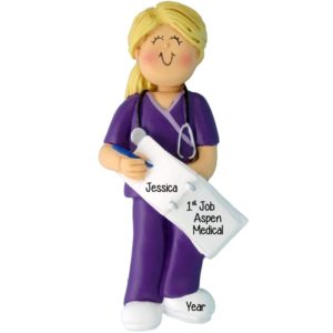 First Job As A Nurse Female In Scrubs Ornament BLONDE