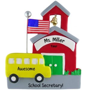 Personalized School Secretary Schoolhouse Real Bell Ornament