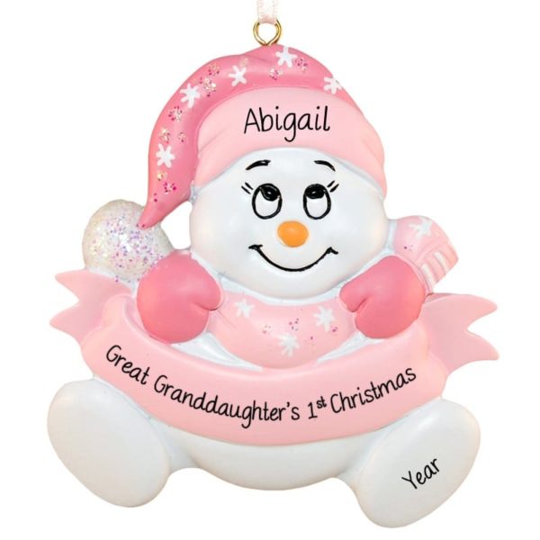 Great Granddaughter's 1ST Christmas PINK Snowbaby Ornament