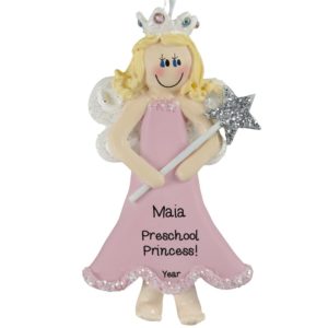 Preschool Princess Holding Glittered Wand Ornament BLONDE