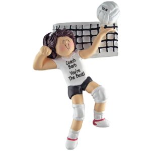 Volleyball Coach FEMALE Personalized Ornament BRUNETTE