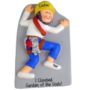 MALE Rock Climber Outfitted In Gear Personalized Ornament