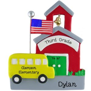 Personalized Elementary School Student Schoolhouse Ornament