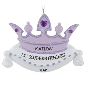 Princess Crown PURPLE Gem Stones + Glitter Ornament