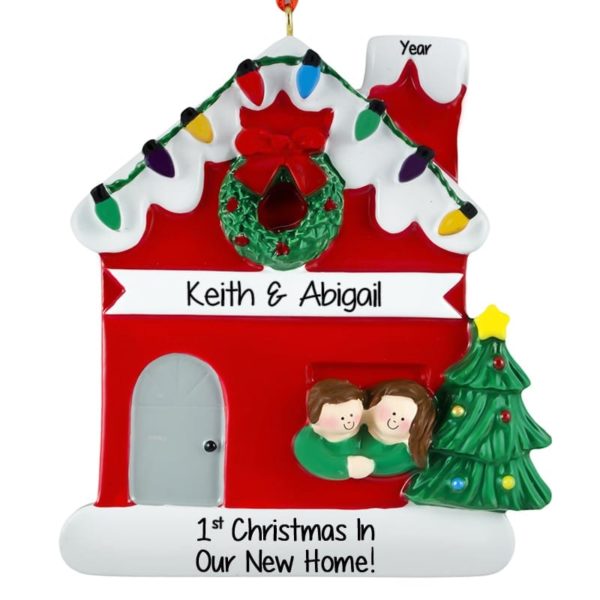 Personalized 1st Christmas In New Home Lights Ornament BROWN HAIR